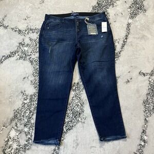 Democracy Jeans Womens Sz 20W Blue Button Fly Ab Solution High Rise Ankle Length